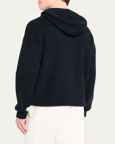 Bergdorf Goodman Men's Ribbed Silk-Cotton Hoodie | Thumbnail 3