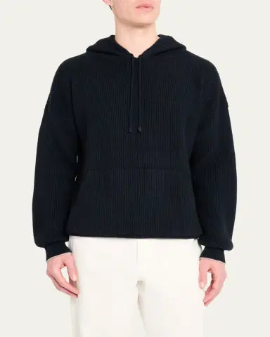 Bergdorf Goodman Men's Ribbed Silk-Cotton Hoodie | Thumbnail 4
