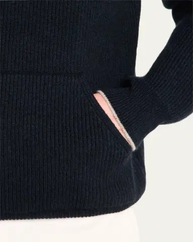Bergdorf Goodman Men's Ribbed Silk-Cotton Hoodie | Thumbnail 5