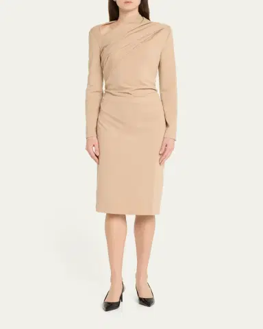 Giorgio Armani Asymmetric Long-Sleeve Jersey Dress | Thumbnail 2 Giorgio Armani Asymmetric Long-Sleeve Jersey Dress | Thumbnail 2