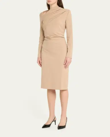 Giorgio Armani Asymmetric Long-Sleeve Jersey Dress | Thumbnail 3 Giorgio Armani Asymmetric Long-Sleeve Jersey Dress | Thumbnail 3