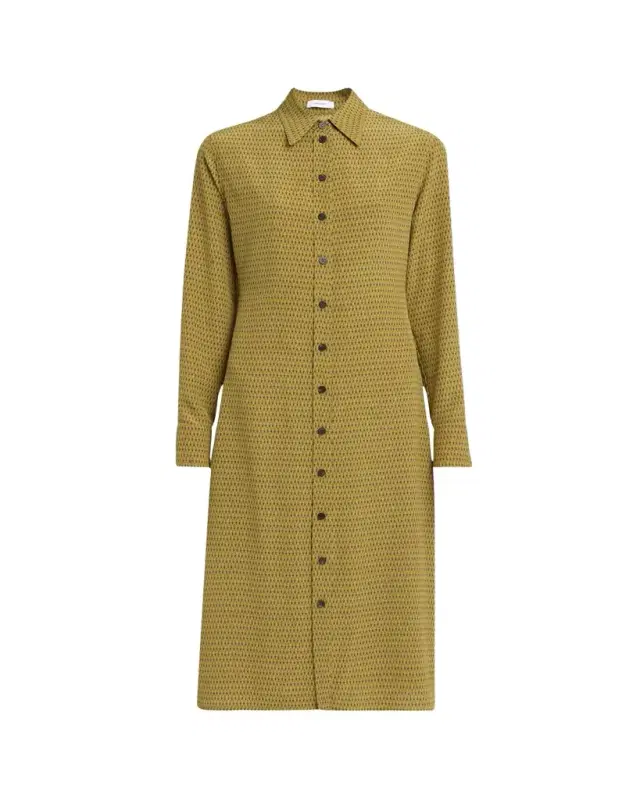 Peacock Silk Crepe De Chine Shirtdress