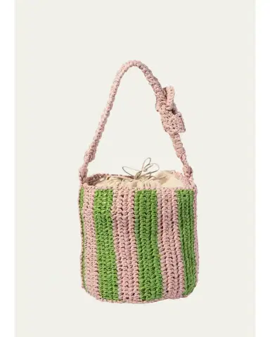 Maria La Rosa Cheyenne Mini Striped Raffia Bucket Bag | Thumbnail 1
