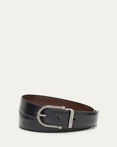 Ferragamo Men's Reversible Leather Curve-Buckle Belt | Thumbnail 3 Ferragamo Men's Reversible Leather Curve-Buckle Belt | Thumbnail 3