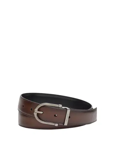 Ferragamo Men's Reversible Leather Curve-Buckle Belt | Thumbnail 1 Ferragamo Men's Reversible Leather Curve-Buckle Belt | Thumbnail 1