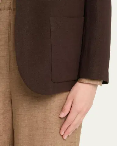 Loro Piana Hanna Open-Front Summer Linen Crepe Jacket | Thumbnail 5 Loro Piana Hanna Open-Front Summer Linen Crepe Jacket | Thumbnail 5