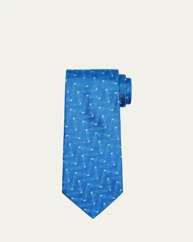 Charvet Men's Chevron Dot Silk Tie | Thumbnail 2