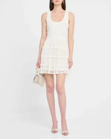 Milly Ribbed Sheer-Knit Mini Dress | Thumbnail 3