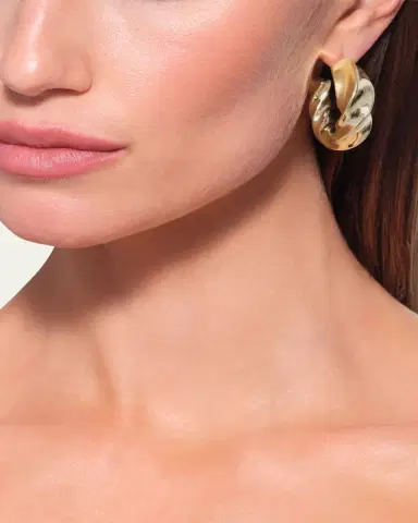 Lana 14K Gold Wide Twisted Hollow Hoop Earrings | Thumbnail 2
