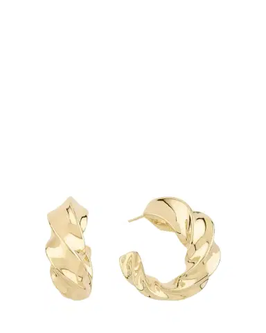 Lana 14K Gold Wide Twisted Hollow Hoop Earrings | Thumbnail 1