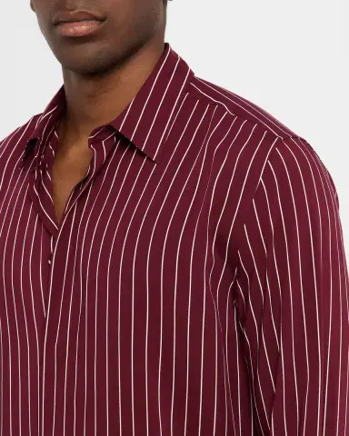 Saint Laurent Men's Vertical Stripe Silk Sport Shirt | Thumbnail 6