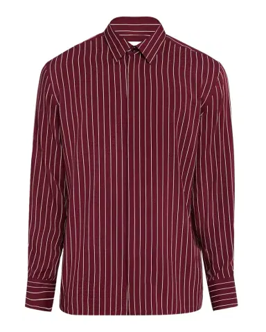 Saint Laurent Men's Vertical Stripe Silk Sport Shirt | Thumbnail 1