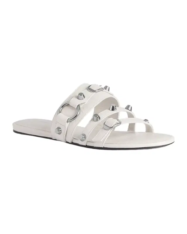 Balenciaga City Leather Triple-Band Slide Sandals