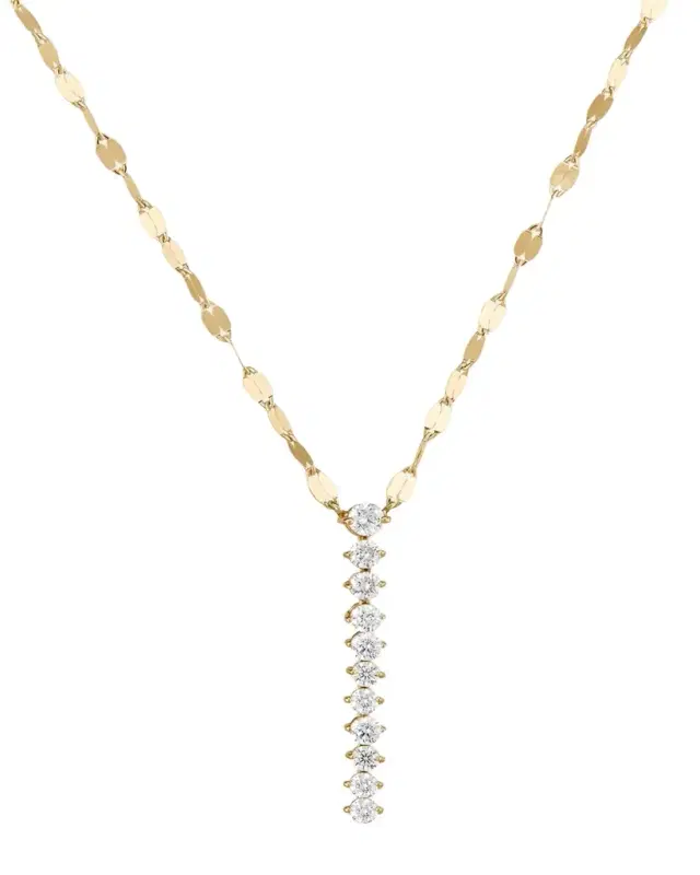 Lana 14K Gold Mini Flawless Diamond Tennis Lariat Necklace
