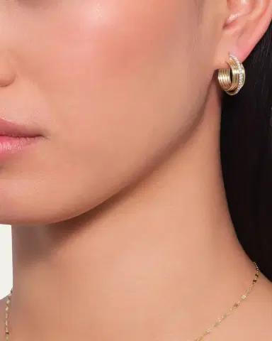 Lana 14K Gold Kinetic Diamond Huggie Earrings | Thumbnail 2