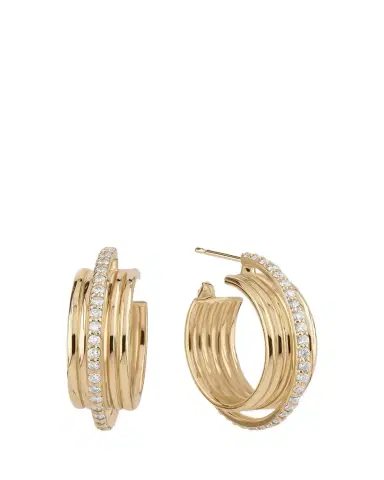 Lana 14K Gold Kinetic Diamond Huggie Earrings | Thumbnail 1