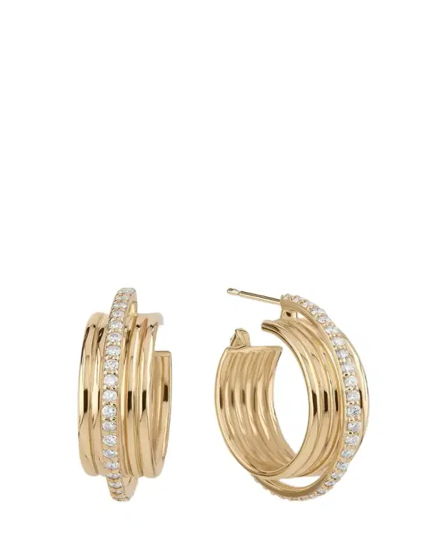 Lana 14K Gold  Kinetic Diamond Huggie Earrings