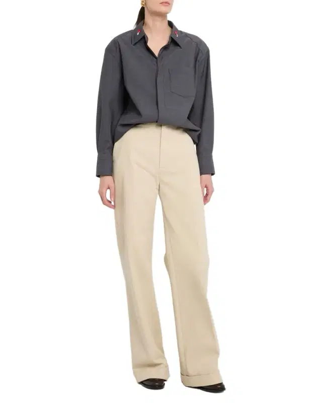 Bottega Veneta Matches-Collar Travel Light Wool Shirt