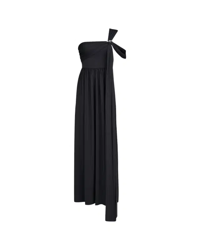 Adena One-Shoulder Draped Jersey Maxi Dress