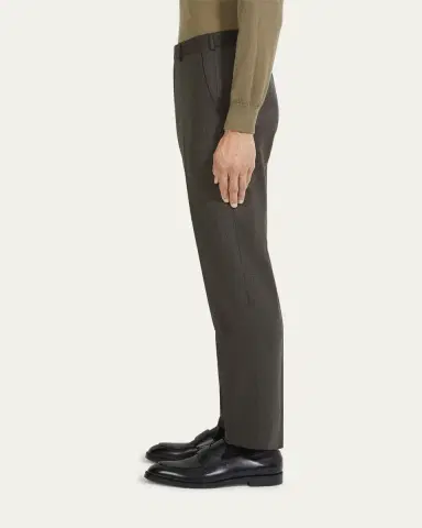 Zegna Men's Wool Flannel Flat-Front Trousers | Thumbnail 4