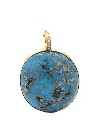 FARAONE MENNELLA by R.F.M.A.S. 18K Yellow Gold Turquoise and Diamond Pendant | Thumbnail 1 FARAONE MENNELLA by R.F.M.A.S. 18K Yellow Gold Turquoise and Diamond Pendant | Thumbnail 1