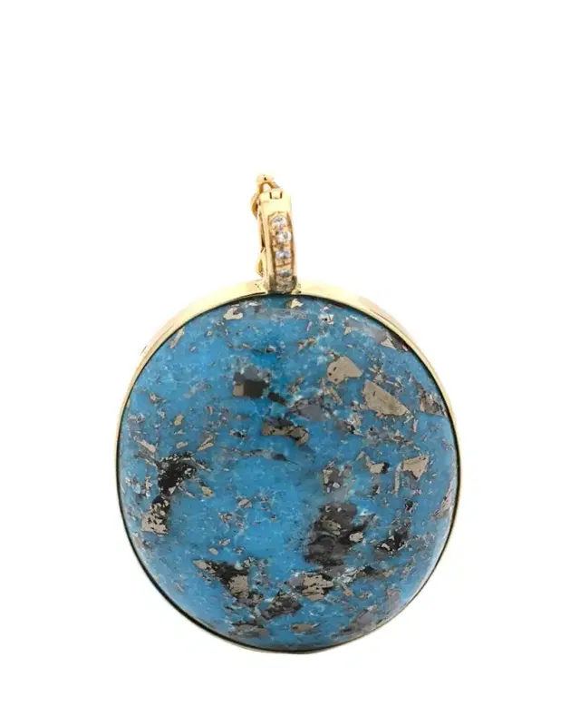 FARAONE MENNELLA by R.F.M.A.S. 18K Yellow Gold Turquoise and Diamond Pendant