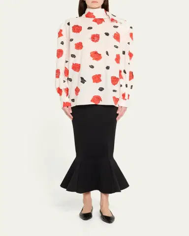 Marni Rose-Print Scarf Oversized Balloon Top | Thumbnail 2 Marni Rose-Print Scarf Oversized Balloon Top | Thumbnail 2