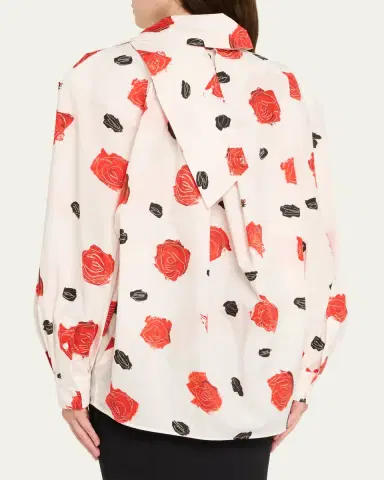 Marni Rose-Print Scarf Oversized Balloon Top | Thumbnail 3 Marni Rose-Print Scarf Oversized Balloon Top | Thumbnail 3