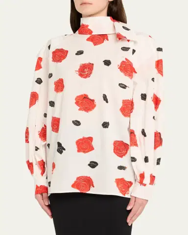 Marni Rose-Print Scarf Oversized Balloon Top | Thumbnail 4 Marni Rose-Print Scarf Oversized Balloon Top | Thumbnail 4
