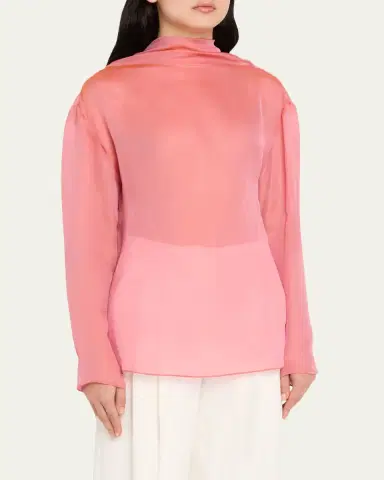 Giorgio Armani Iridescent Chiffon Cowl Backless Tunic | Thumbnail 4