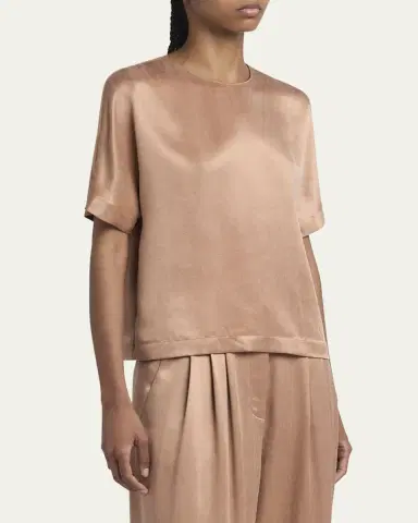 Giorgio Armani Short Sleeve Viscose-Blend Top | Thumbnail 4 Giorgio Armani Short Sleeve Viscose-Blend Top | Thumbnail 4