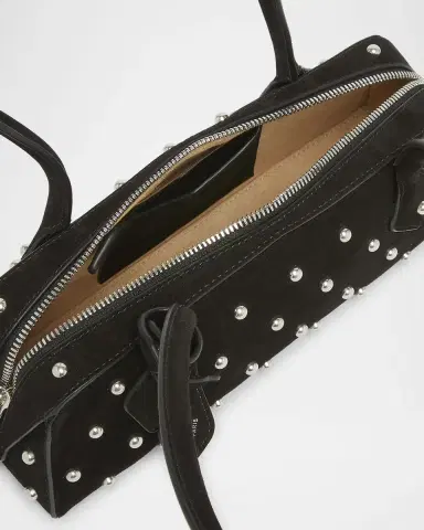 ALAÏA Le Teckel Small Shoulder Bag in Studded Suede | Thumbnail 3 ALAÏA Le Teckel Small Shoulder Bag in Studded Suede | Thumbnail 3