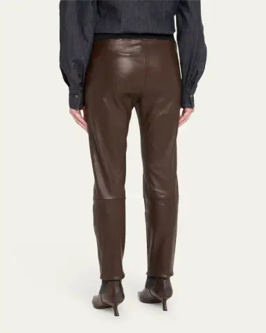 Brunello Cucinelli Leather Stretch Front Seam Leggings | Thumbnail 3