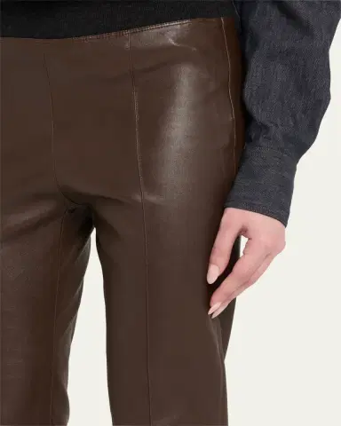 Brunello Cucinelli Leather Stretch Front Seam Leggings | Thumbnail 5