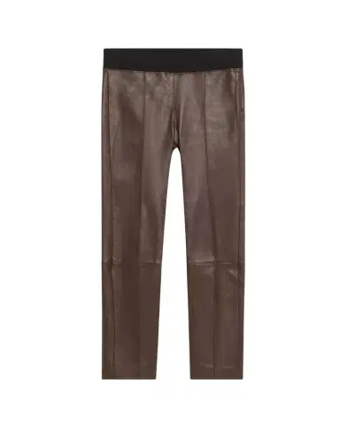 Brunello Cucinelli Leather Stretch Front Seam Leggings | Thumbnail 1