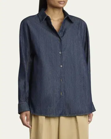 Dries Van Noten Casio Denim Button Down Shirt | Thumbnail 8