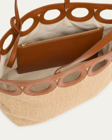 Ferragamo Gancini Frame Raffia Tote Bag | Thumbnail 2