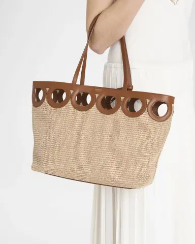 Ferragamo Gancini Frame Raffia Tote Bag | Thumbnail 4