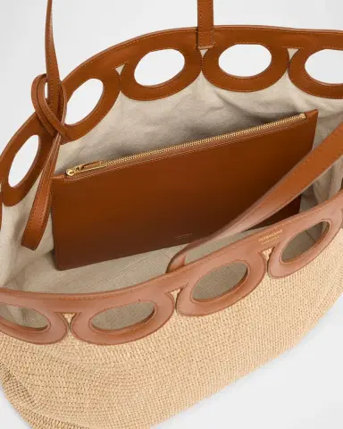 Ferragamo Gancini Frame Raffia Tote Bag | Thumbnail 6
