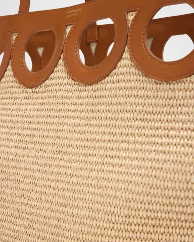 Ferragamo Gancini Frame Raffia Tote Bag | Thumbnail 8
