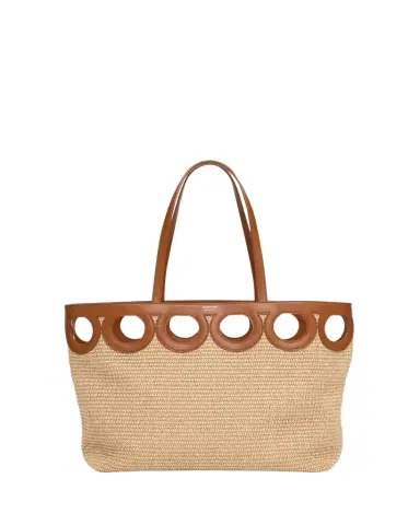 Ferragamo Gancini Frame Raffia Tote Bag | Thumbnail 1
