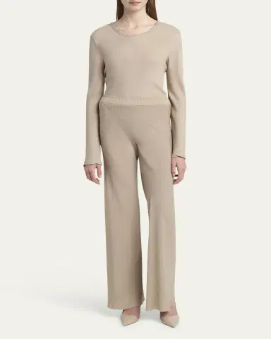 Giorgio Armani Triple Silk Georgette Flat Front Trousers | Thumbnail 2