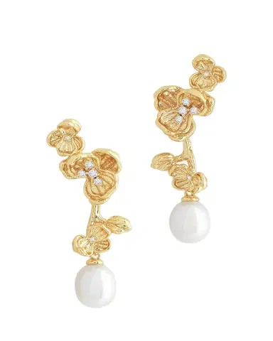Anabel Aram Jewelry Orchid Pearl Drop Earrings | Thumbnail 1 Anabel Aram Jewelry Orchid Pearl Drop Earrings | Thumbnail 1