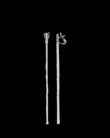 MATTIA CIELO 18K White Gold Thick Diamond Tennis Earrings | Thumbnail 2
