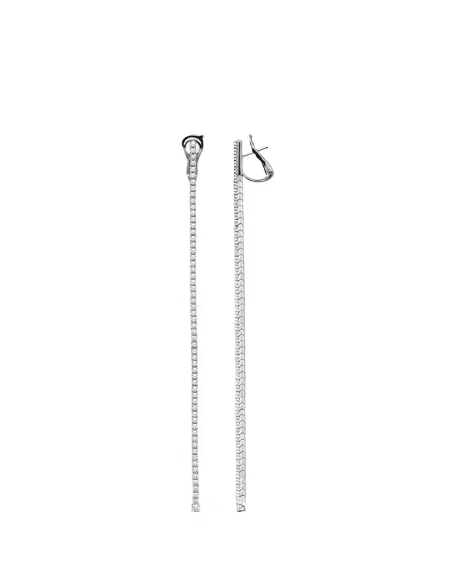 Mattia Cielo 18K White Gold Thick Diamond Tennis Earrings