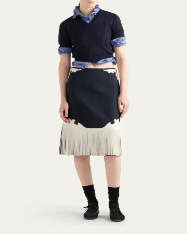 Prada V-Neck Short Sleeve Boxy Wool Sweater | Thumbnail 2