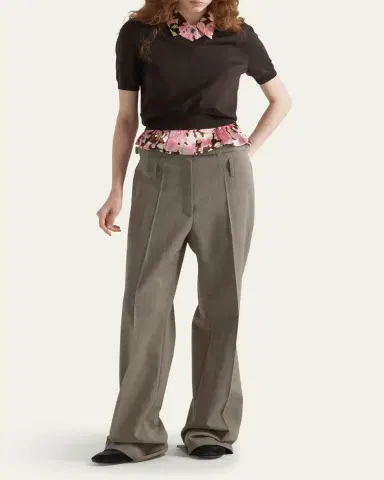 Prada V-Neck Short Sleeve Boxy Wool Sweater | Thumbnail 5