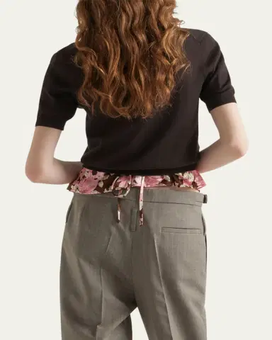 Prada V-Neck Short Sleeve Boxy Wool Sweater | Thumbnail 6
