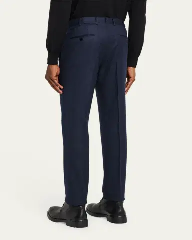 Zegna Men's Wool Flannel Flat-Front Trousers | Thumbnail 3 Zegna Men's Wool Flannel Flat-Front Trousers | Thumbnail 3