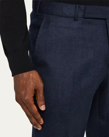Zegna Men's Wool Flannel Flat-Front Trousers | Thumbnail 5 Zegna Men's Wool Flannel Flat-Front Trousers | Thumbnail 5